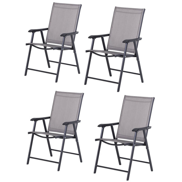 online Set 4 Sedie da Giardino 58x64x94 cm in Textilene  Sanders Grigio e Nero