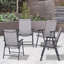 Set 4 Sedie da Giardino 58x64x94 cm in Textilene  Sanders Grigio e Nero