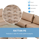 Set Salotto da Giardino in Polyrattan Divano 2 Poltrone  Kore Cachi e Beige