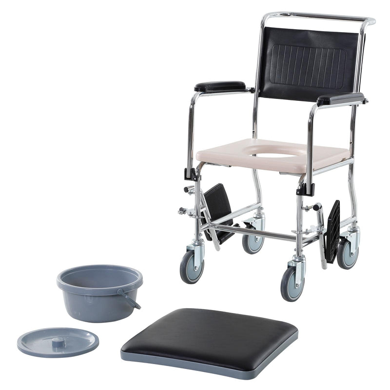 Sedia a Rotelle con WC Rimovibile in Metallo e PVC  BeCare