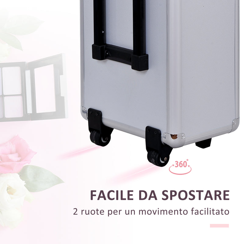 Trolley per Estetista Make Up Trucchi in Alluminio 35,5x23x63,5 cm  Glam
