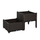 Set 2 Pezzi Fioriera da Esterno Componibile in Polyrattan 40x40x44 cm Flowless