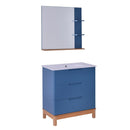 Mobile Bagno 80 cm con Lavabo e Specchio in MDF Holland Blu