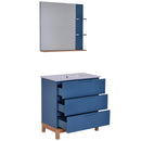 Mobile Bagno 80 cm con Lavabo e Specchio in MDF Holland Blu