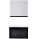Mobile Bagno Sospeso 80 cm a 2 Cassetti con Specchio e Lavabo  Goteborg Nero