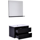 Mobile Bagno Sospeso 80 cm a 2 Cassetti con Specchio e Lavabo  Goteborg Nero