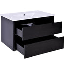 Mobile Bagno Sospeso 80 cm a 2 Cassetti con Specchio e Lavabo  Goteborg Nero