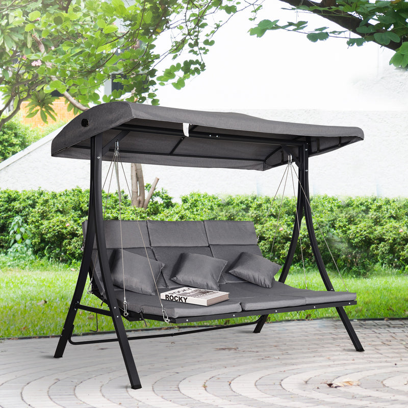 Dondolo 3 Posti da Giardino 200 x 115 x 168 cm  Sling Grigio