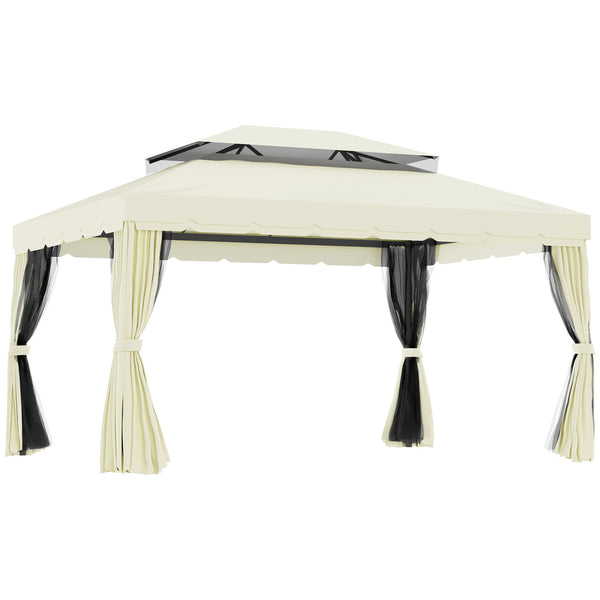 acquista Gazebo da Giardino 3x4 m con Zanzariere e Doppio Tetto  Klaus Bianco Crema