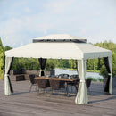 Gazebo da Giardino 3x4 m con Zanzariere e Doppio Tetto  Klaus Bianco Crema