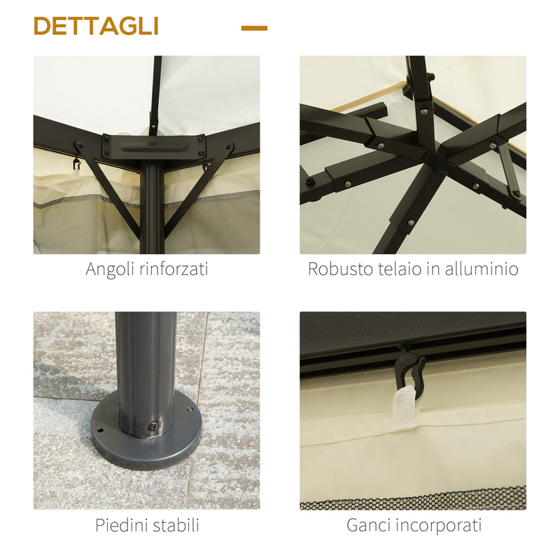 Gazebo da Giardino 3x4 m con Zanzariere e Doppio Tetto  Klaus Bianco Crema