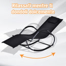 Sedia a Dondolo Pieghevole da Giardino 160x61x79 cm  Mag2 Nero