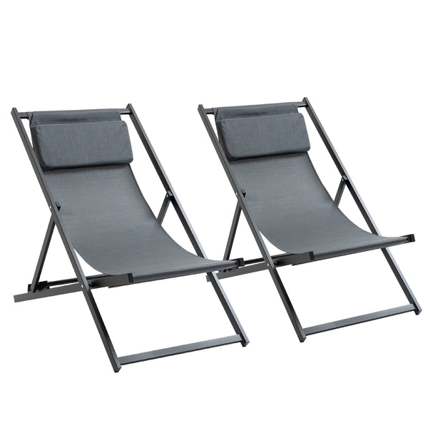 prezzo Set 2 Sedie Sdraio Pieghevoli in Alluminio 96,35x58x91,5 cm Rex Grigio
