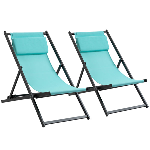 Set 2 Sedie Sdraio Pieghevoli in Alluminio 96,35x58x91,5 cm Rex Azzurro acquista