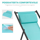 Set 2 Sedie Sdraio Pieghevoli in Alluminio 96,35x58x91,5 cm  Rex Azzurro