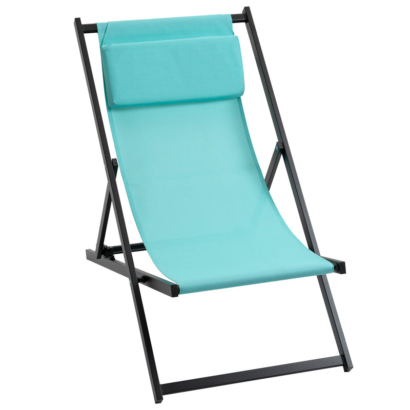 Set 2 Sedie Sdraio Pieghevoli in Alluminio 96,35x58x91,5 cm  Rex Azzurro