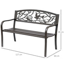 Panchina da Giardino in Acciaio con Schienale Decorato 127x60 cm  Bechy Marrone