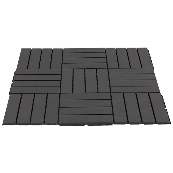 Set 9 Mattonelle a Incasto Effetto Legno 30x30x2 cm  Deck Nero acquista