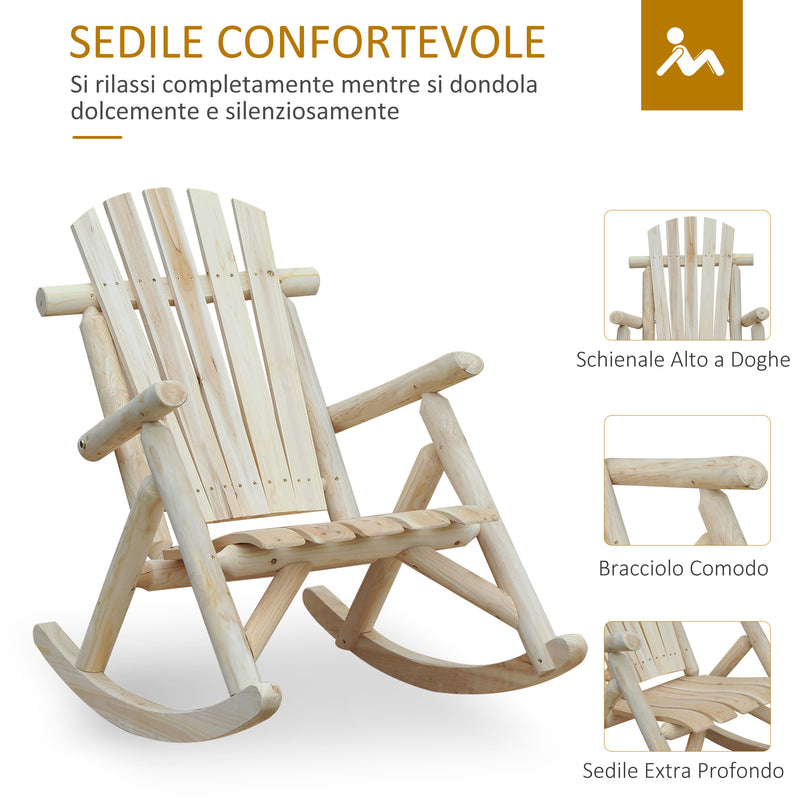 Sedia a Dondolo da Giardino in Legno 66x96x98 cm  Vermont