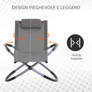 Sedia a Dondolo Pieghevole da Giardino 154x80x84 cm  Mag Grigio