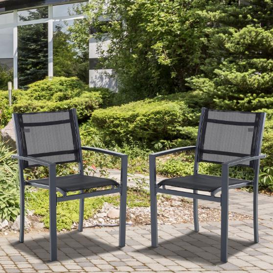acquista Set 2 Sedie da Giardino 64x58x87 cm in Textilene  Elegance Nero
