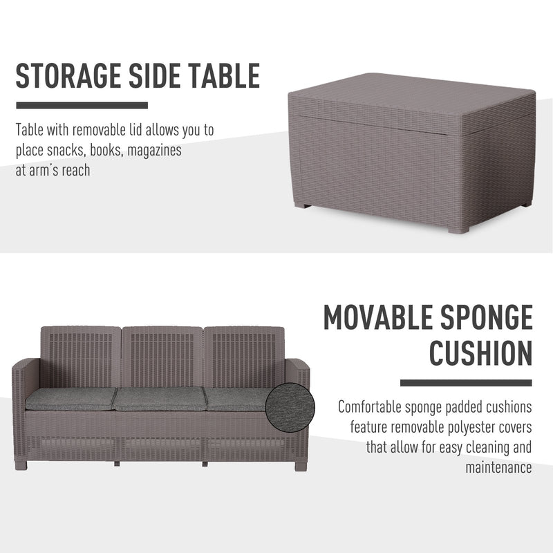 Set da Giardino Divano 2 Poltrone 1 Tavolino  Friendly Grigio