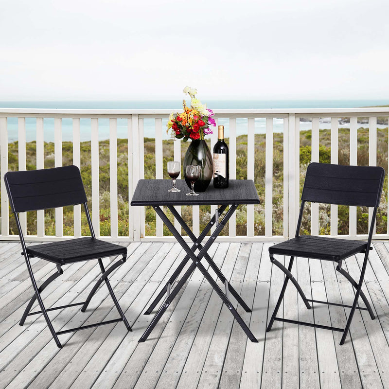 Set Tavolo 2 Sedie da Giardino Pieghevoli  Small Nero