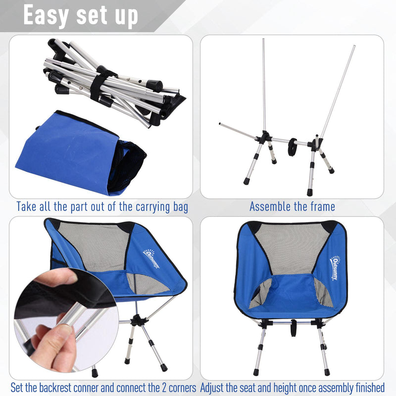 Sedia da Campeggio Pieghevole con Sacca da Viaggio 58x49x64 cm  TravP Blu