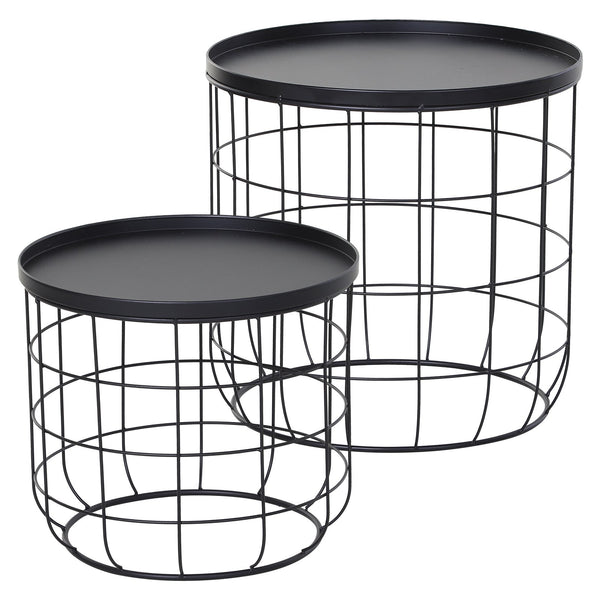 sconto Set 2 Tavolini in Metallo Ø50x50 cm e Ø41,5x35,5 cm Net Nero