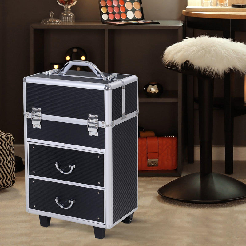 Trolley Porta trucchi Professionale Nero 36x23x58-103 cm  Style