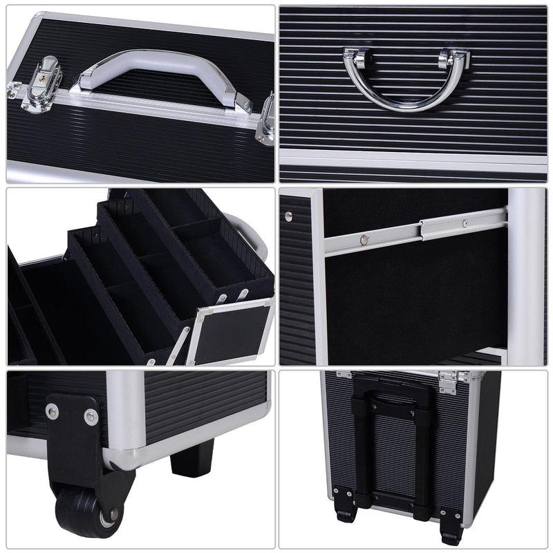 Trolley Porta trucchi Professionale Nero 36x23x58-103 cm  Style