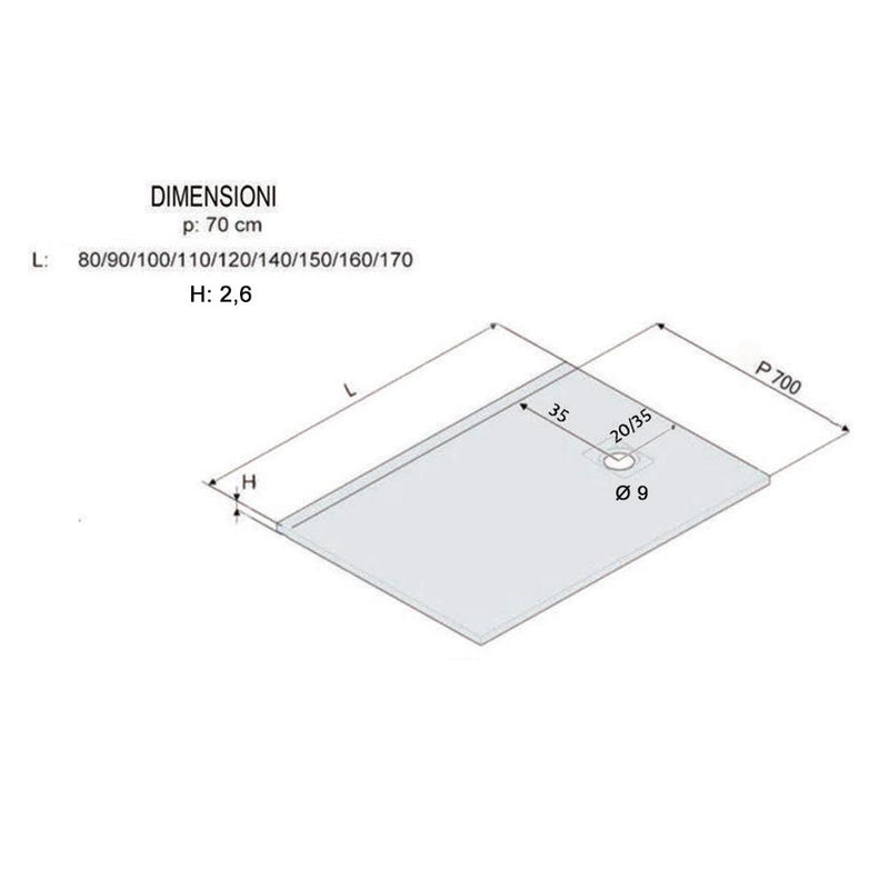 Piatto Doccia Effetto Pietra Rizzetti Muse Ardesia Bianco Varie Misure