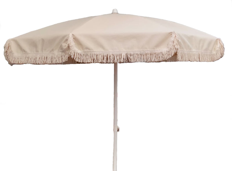 Ombrellone da Giardino Ø200 cm Telo in Poliestere Ecrù 