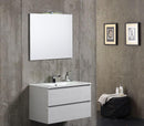 Mobile Bagno Sospeso 80 cm Lavabo 2 Cassetti + LED 30 cm Rizzetti Orlando Bianco