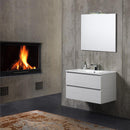 Mobile Bagno Sospeso 80 cm Lavabo 2 Cassetti + LED 30 cm Rizzetti Orlando Bianco