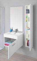 Mobile Bagno Sospeso 60 cm Lavabo con Colonna Rizzetti Real Bianco Lucido