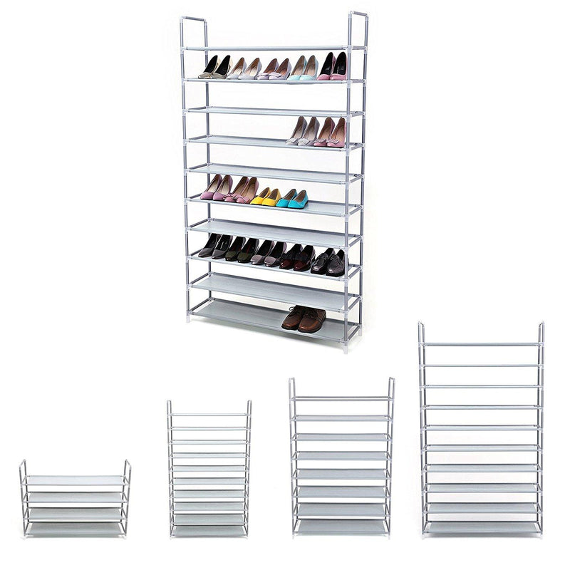 Scarpiera Salvaspazio in Metallo e TNT 10 Ripiani Rizzetti Myshoes 10 Grigio