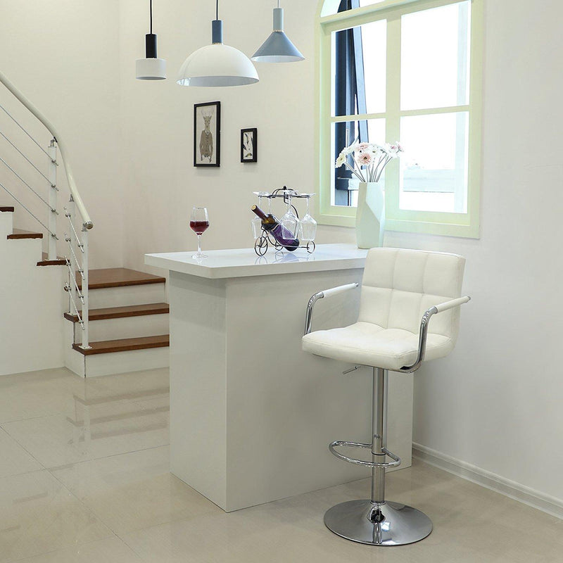 Sgabello Girevole Regolabile con Braccioli in Similpelle Rizzetti Miranda Bianco