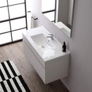 Mobile Bagno Sospeso 100 cm Lavabo 2 Cassetti + LED 30 cm Rizzetti Aria Grigio