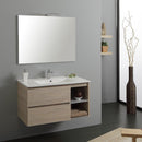 Mobile Bagno Sospeso 90 cm Lavabo 2 Ante con Colonna e Specchio Rizzetti Santos Rovere