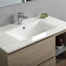 Mobile Bagno Sospeso 90 cm Lavabo 2 Ante con Colonna e Specchio Rizzetti Santos Rovere