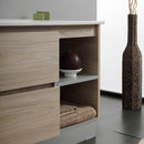Mobile Bagno Sospeso 90 cm Lavabo 2 Ante con Colonna e Specchio Rizzetti Santos Rovere