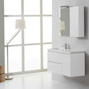 Mobile Bagno Sospeso 80 cm Lavabo 2 Cassetti + LED 30 cm Rizzetti Angela Bianco Lucido