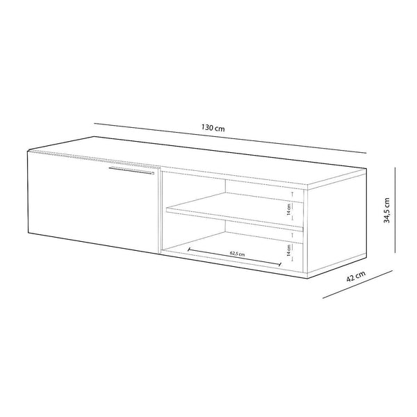 Mobile TV 130x345x42 cm 1 Anta e 1 Rpiano Rizzetti Livingplus Cemento e Bianco Lucido prezzo