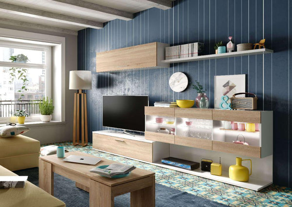 acquista Parete Attrezzata Mobile TV 1 Pensile Rizzetti Sailing Bianco Rovere