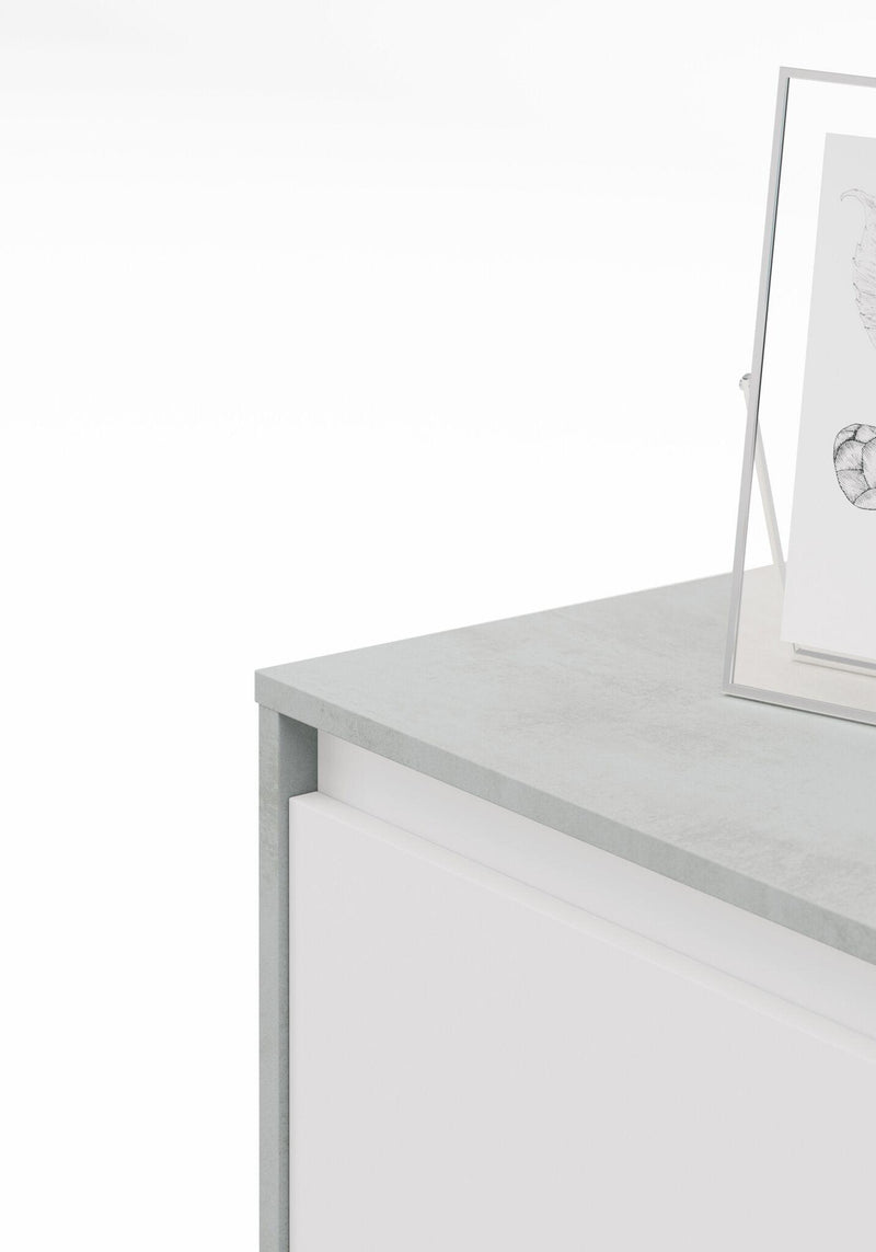 Parete Attrezzata Mobile TV 1 Pensile 2 Ripiani Rizzetti Tanos Bianco e Cemento