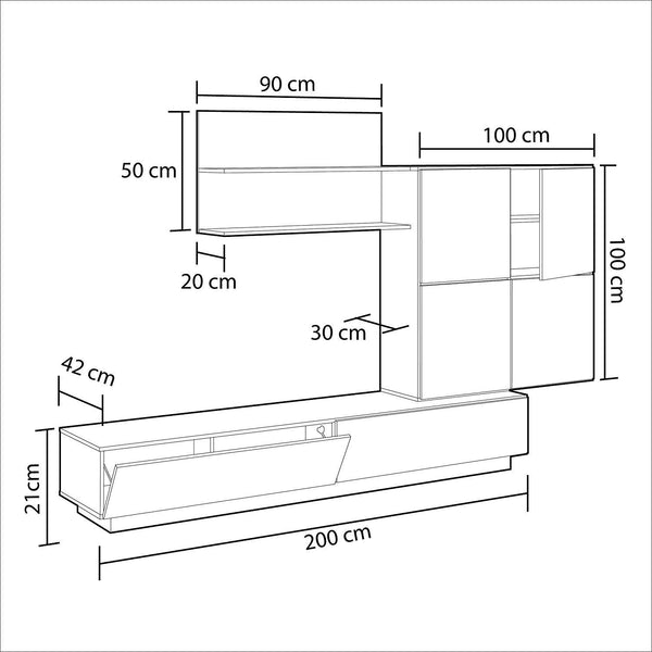 Parete Attrezzata Mobile TV 2 Ripiani 6 Ante Rizzetti Spyder Rovere Canadese e Bianco Lucido sconto