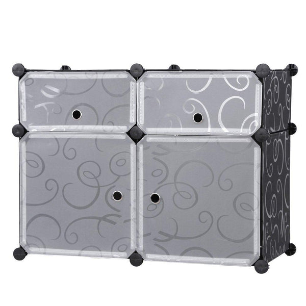 prezzo Mobile Modulare 4 Scomparti Rizzetti Madame Nero con Decorazione