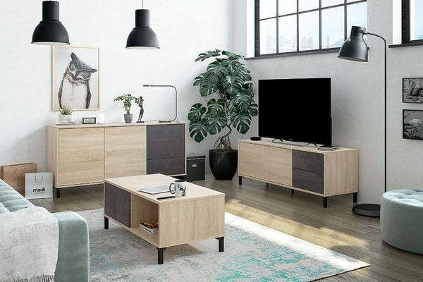 Tavolino Salotto con Ripiani Contenitore 40x100x50 cm Rizzetti Ocean Rovere e Ossido prezzo