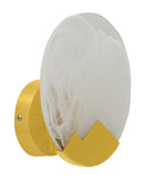 Lampada da Muro Moon Ø20x10 cm in Vetro e Ferro Oro e Bianco      